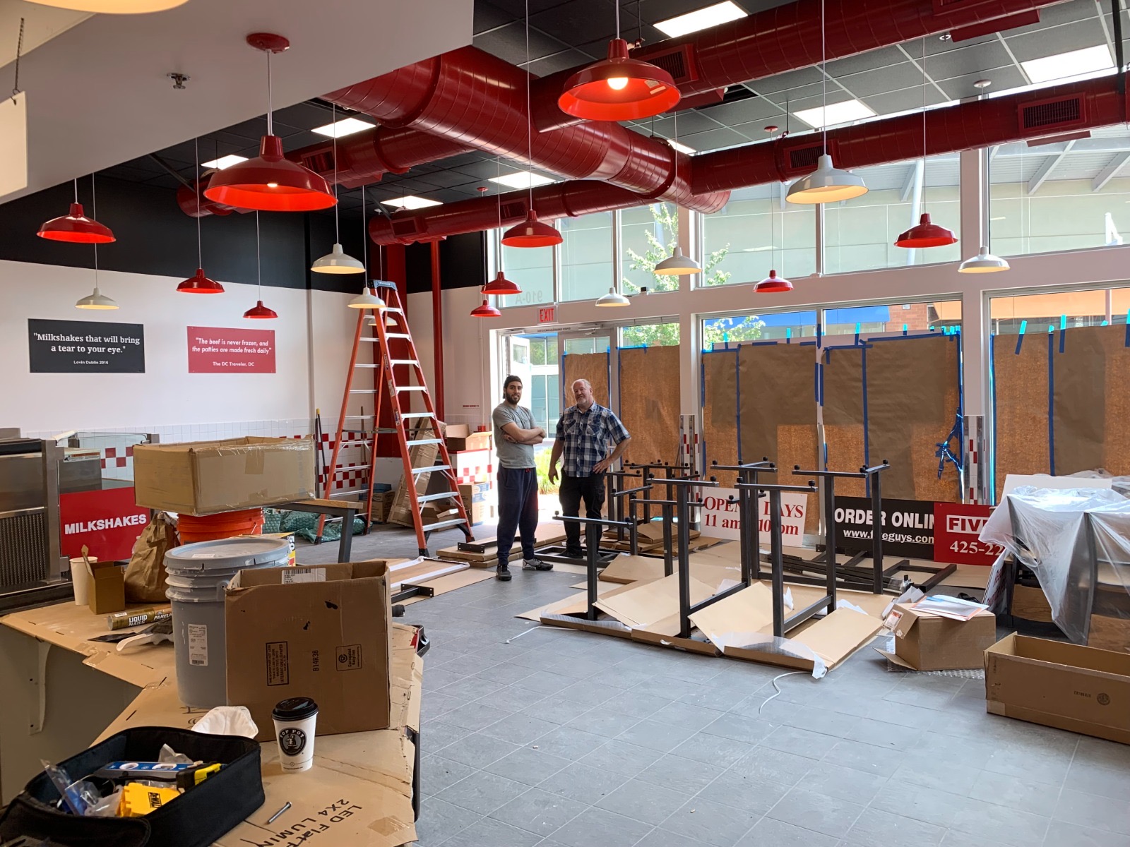 Restaurant tenant improvement build-out for a Five Guys location